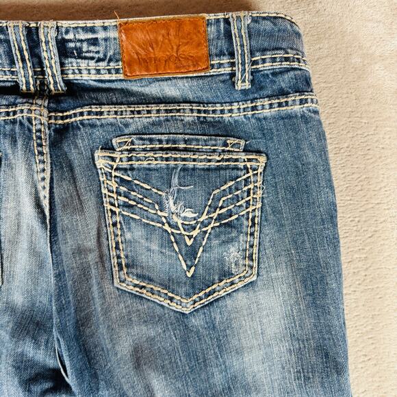 Vigoss Jeans Women's 11 Blue Fit Bootcut Mid Rise Distressed Medium Wash Stretch - Picture 10 of 14